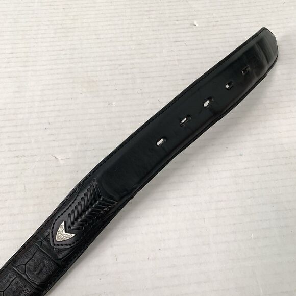 Vtg Case IH Agricultural Mens 40 Leather Belt Black Western Concho Woven - Picture 5 of 8